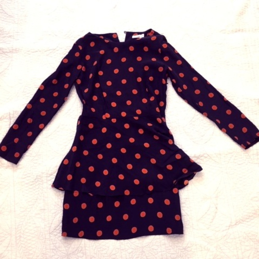 Steven Alan Black/Orange Polka Dot Dress, Size 4